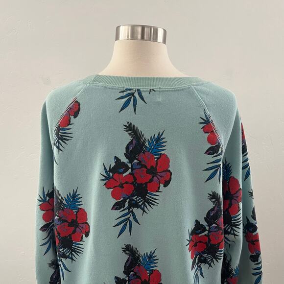 Wildfox Hibiscus Dreams Sweatshirt Pullover Tropical Hawaiian Floral Blue XS - Picture 8 of 9